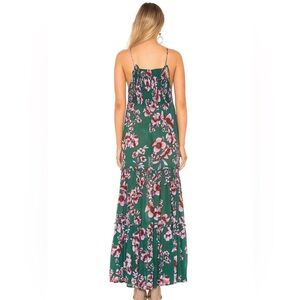 Free People Intimately Garden Party Green Pink Floral Maxi Dress Size XS